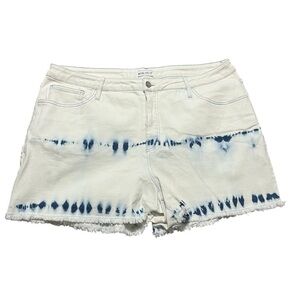 Ava and Viv Plus Size 22 Women's White and Blue Tie-Dye Shorts frayed summer